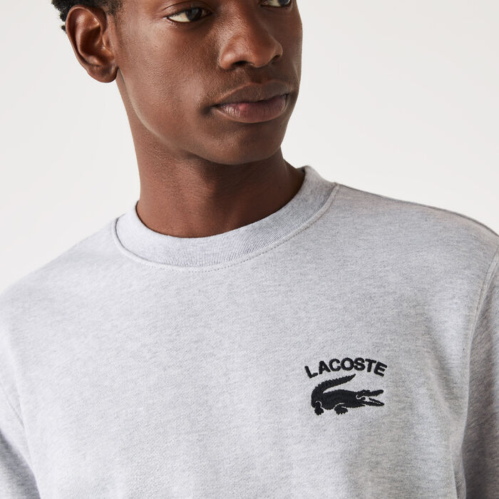 Lacoste Inscription Crew Neck Men's Sweatshirts Grey | 695-UPJFGC