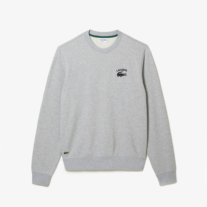 Lacoste Inscription Crew Neck Men's Sweatshirts Grey | 695-UPJFGC