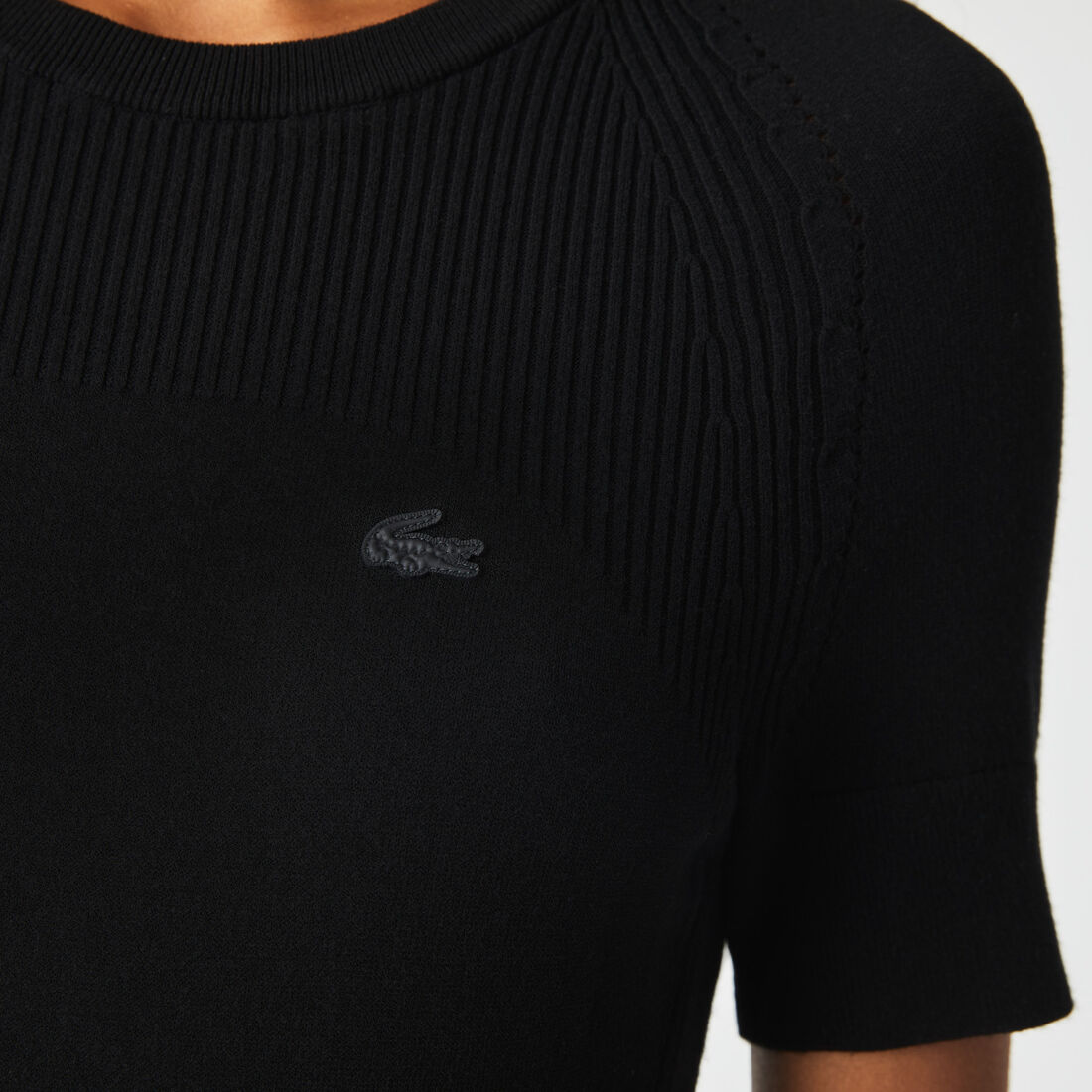 Lacoste Knit Details Women's Dress Black | 640-JOKCTX