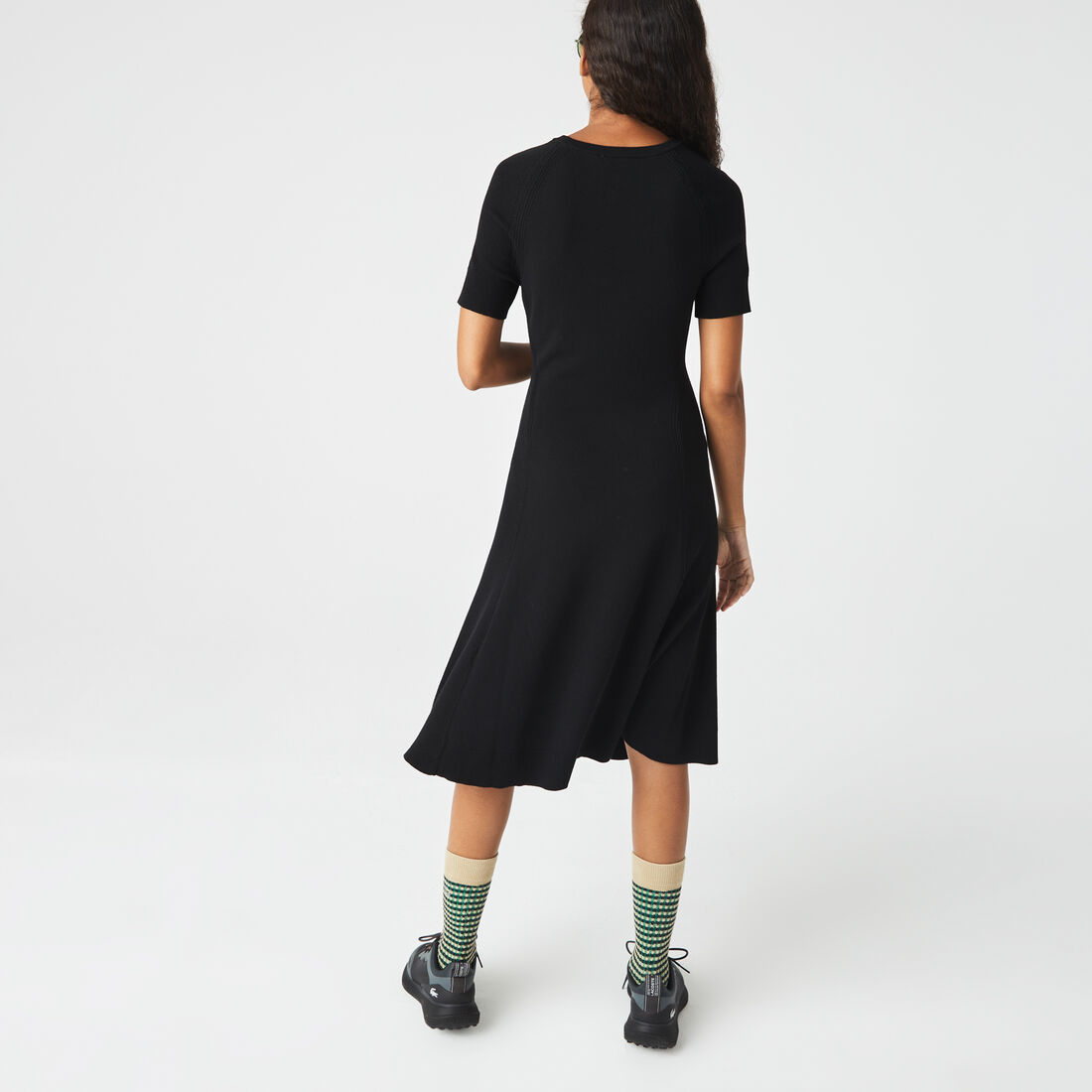 Lacoste Knit Details Women's Dress Black | 640-JOKCTX