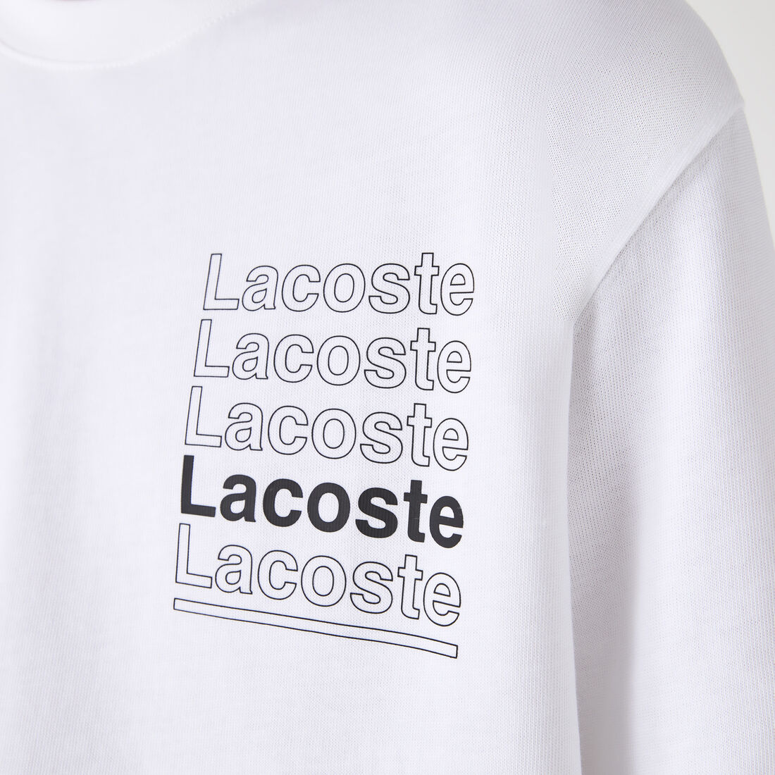 Lacoste L!ve Loose Fit Printed Cotton Men's T Shirts White | 861-UYTIVN