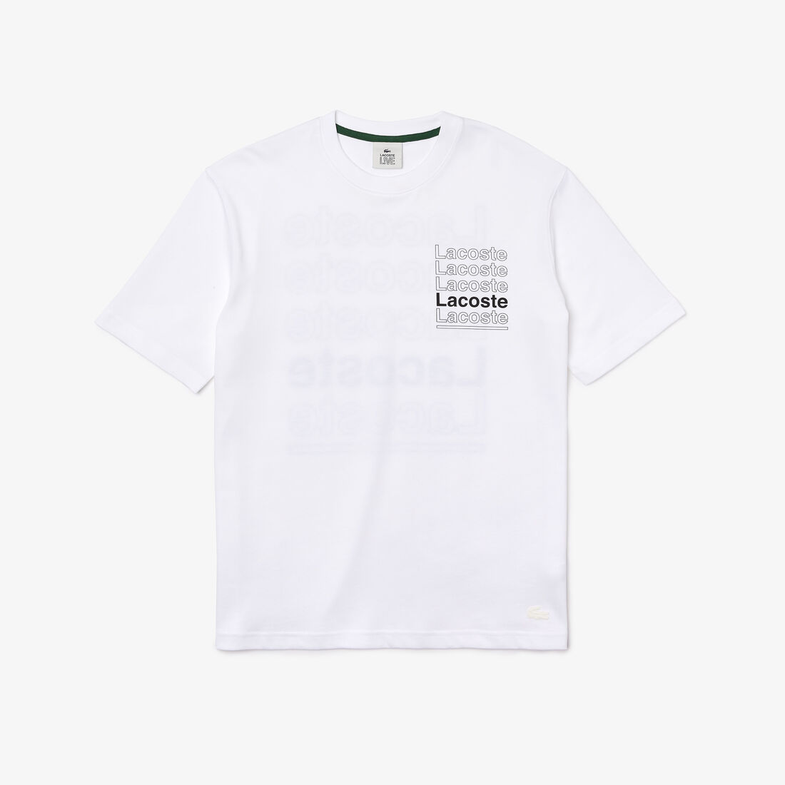 Lacoste L!ve Loose Fit Printed Cotton Men's T Shirts White | 861-UYTIVN