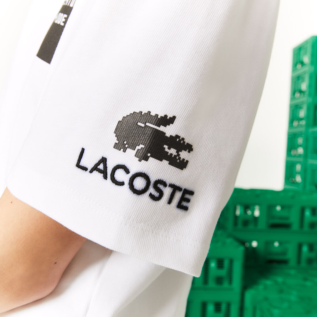 Lacoste L!ve X Minecraft Short Organic Cotton Women's T Shirts White | 162-IYZXVA