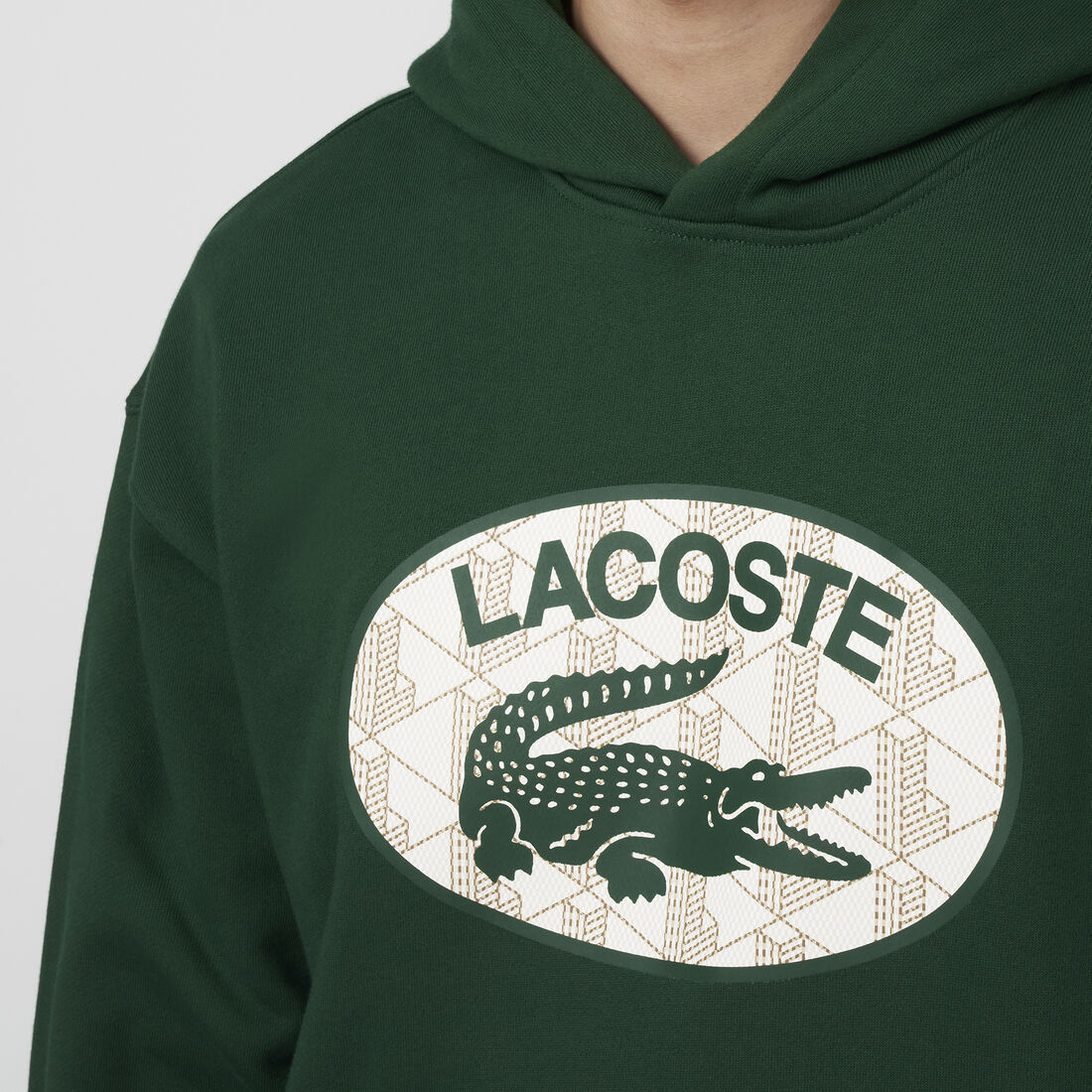 Lacoste Loose Fit Branded Monogram Hooded Men's Sweatshirts Green | 724-MZIANW