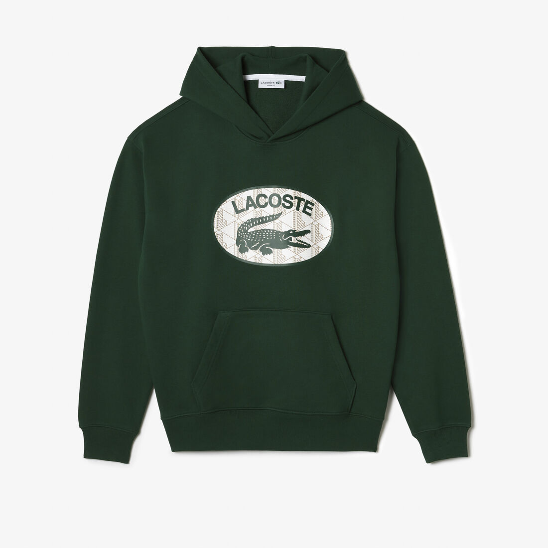 Lacoste Loose Fit Branded Monogram Hooded Men's Sweatshirts Green | 724-MZIANW