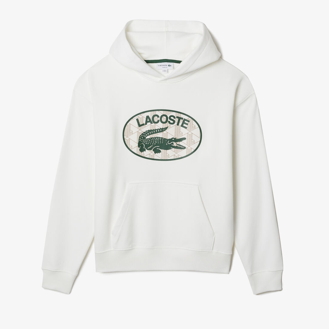 Lacoste Loose Fit Branded Monogram Hooded Men\'s Sweatshirts White | 738-DIEOBU