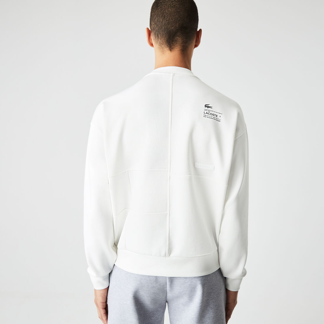 Lacoste Loose Fit Patchwork Effect Men's Sweatshirts White | 732-YDIEPM