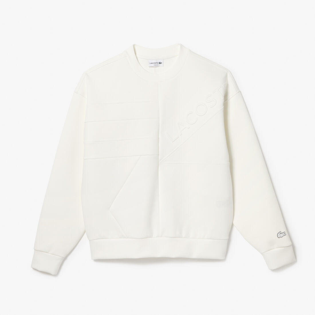 Lacoste Loose Fit Patchwork Effect Men's Sweatshirts White | 732-YDIEPM