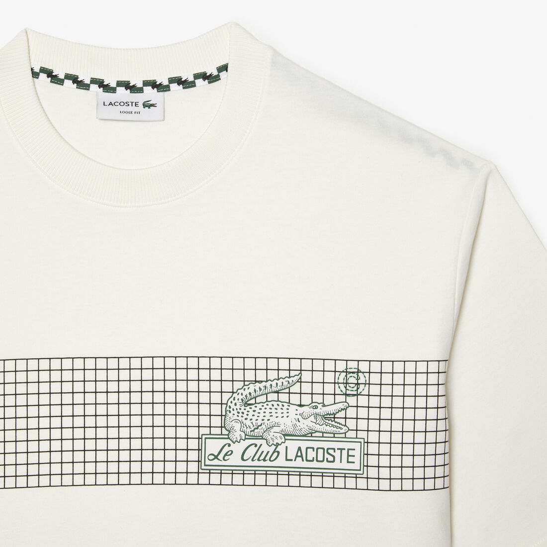 Lacoste Loose Fit Tennis Print Men's T Shirts White | 253-FKHUPX