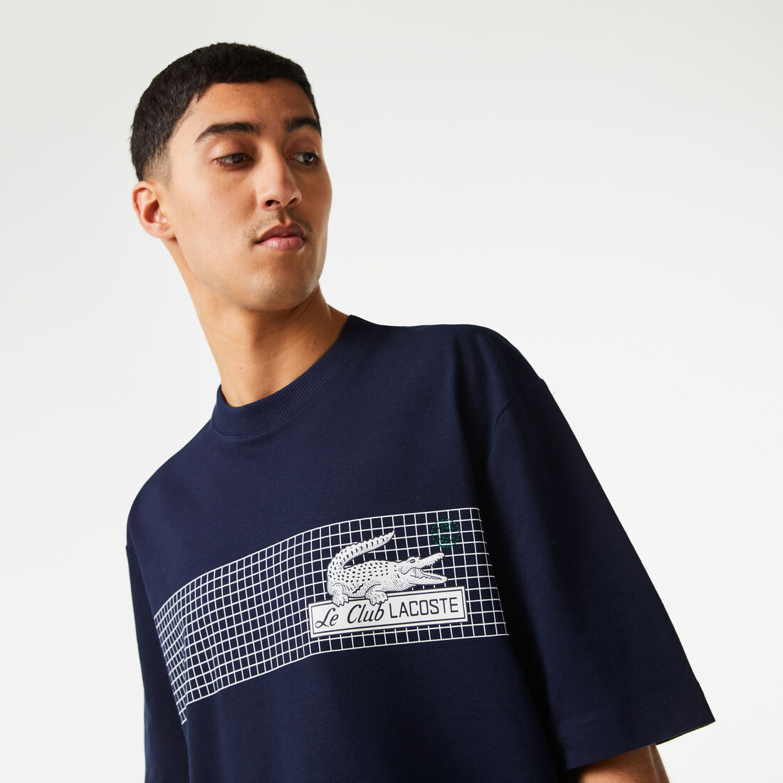 Lacoste Loose Fit Tennis Print Men's T Shirts Navy Blue | 458-GAYFJE