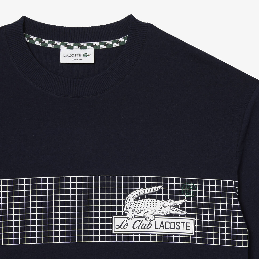 Lacoste Loose Fit Tennis Print Men's T Shirts Navy Blue | 458-GAYFJE