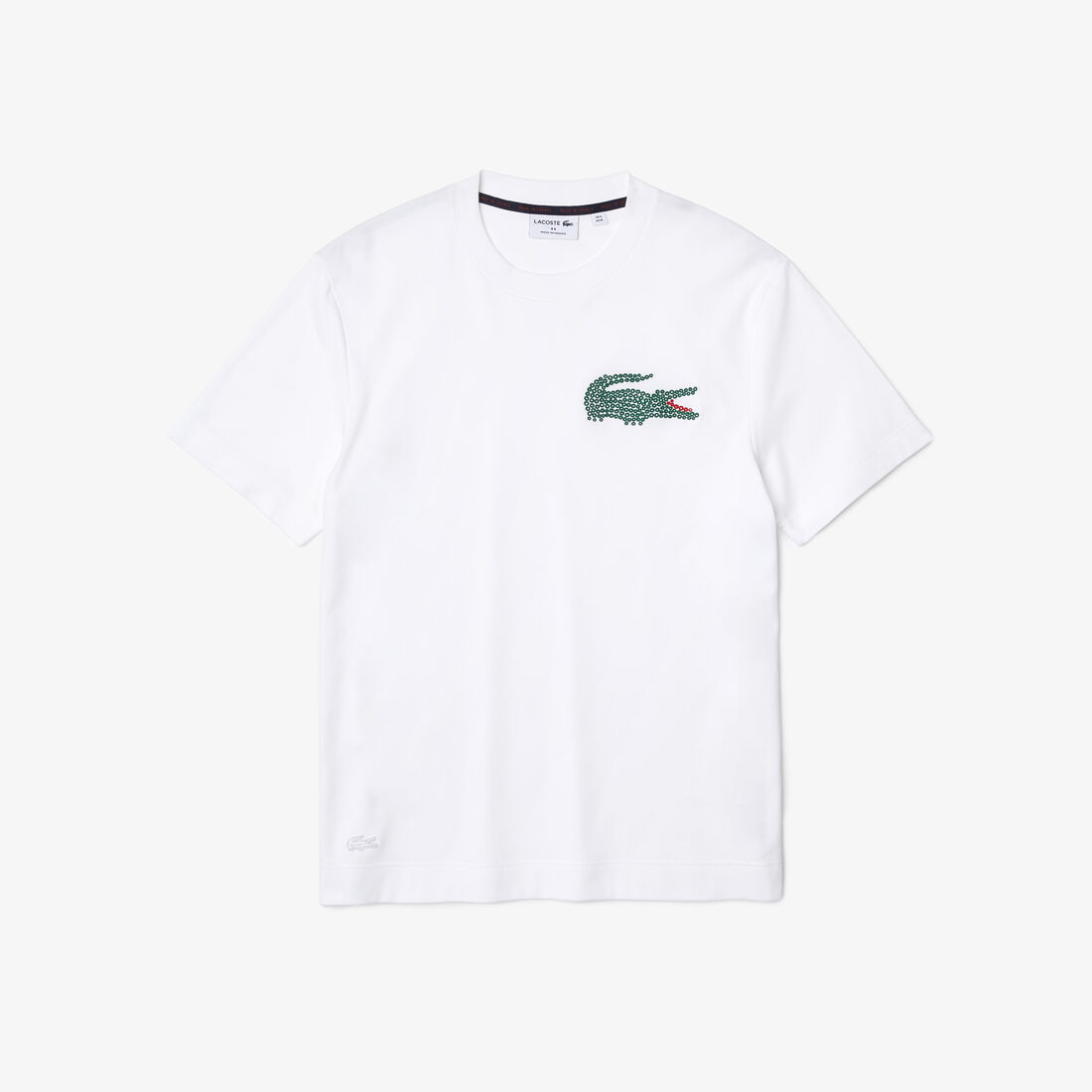 Lacoste Made In France Embroidered Organic Cotton Men's T Shirts White | 482-HZJVXP