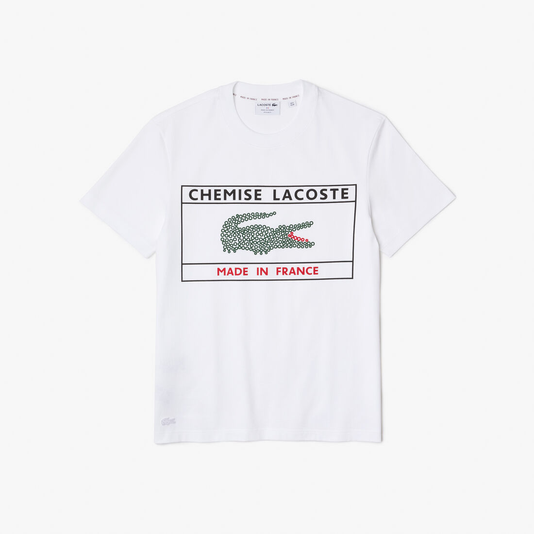 Lacoste Made In France Print Organic Cotton Men's T Shirts White | 572-TPDOGY