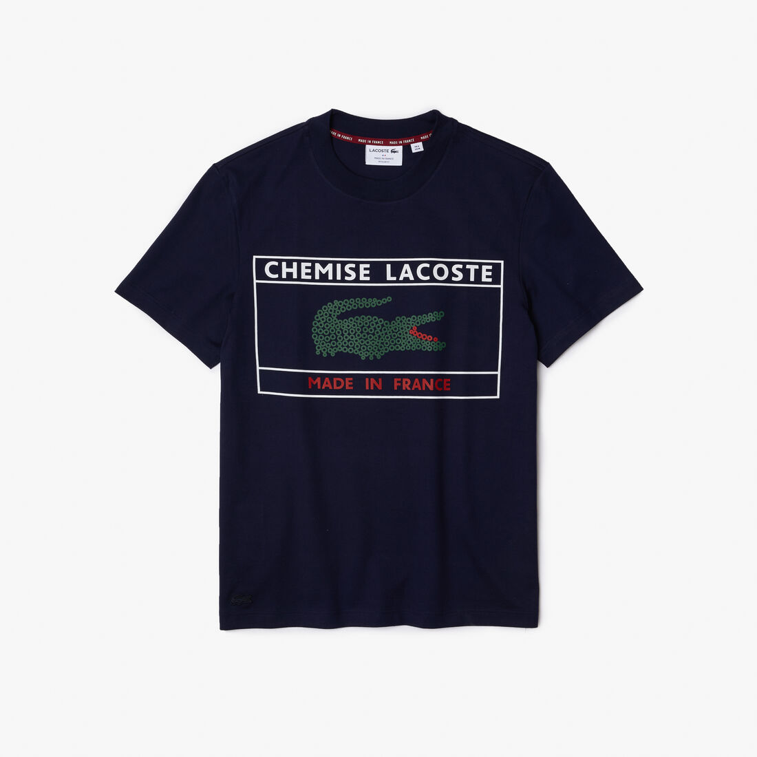 Lacoste Made In France Print Organic Cotton Men's T Shirts Blue | 943-QUGVEP