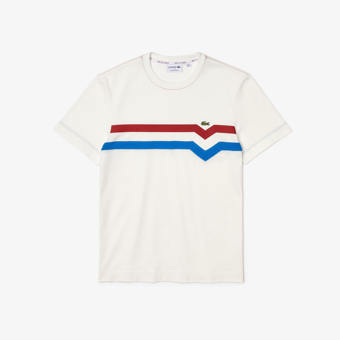 Lacoste Made In France Striped Organic Cotton Men's T Shirts White | 154-OESUTP