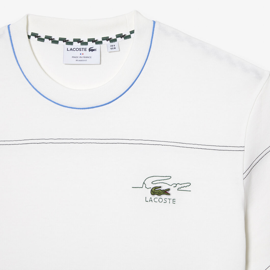 Lacoste Organic Cotton Jersey Stripe Men's T Shirts White | 349-DQBTMI