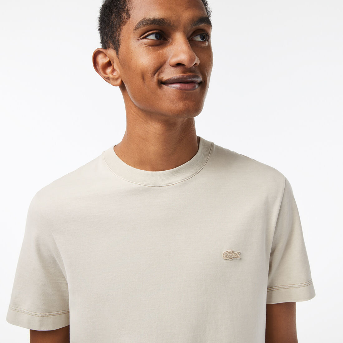 Lacoste Plain Organic Cotton Men's T Shirts Beige | 170-MGDLIS