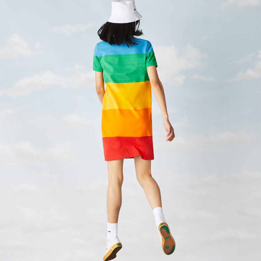 Lacoste Polaroid Collaboration Striped Cotton Piqué Women's Dress Multicolor | 251-LKQNFO