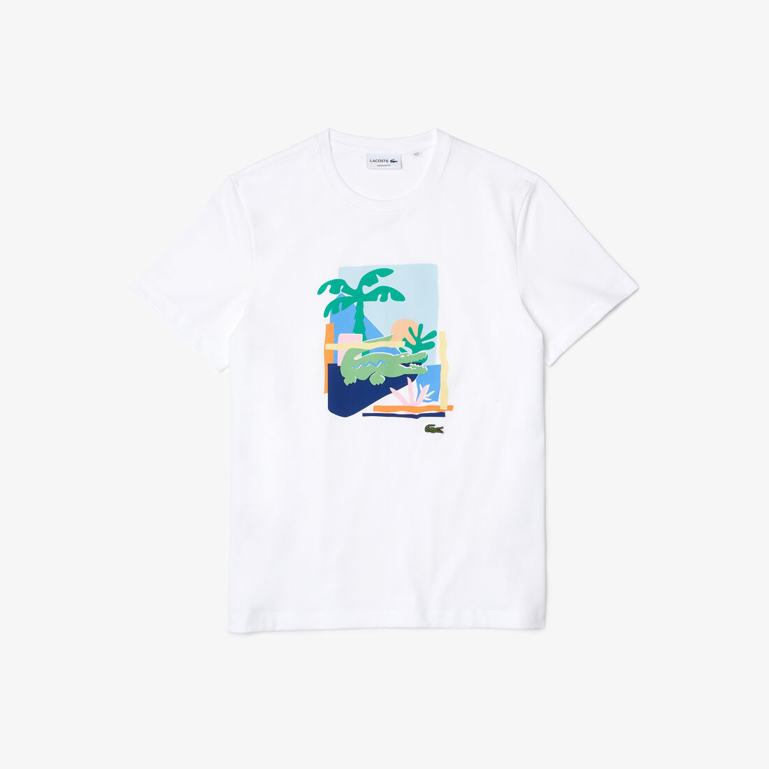 Lacoste Print Cotton Men's T Shirts White | 915-SFJDKW