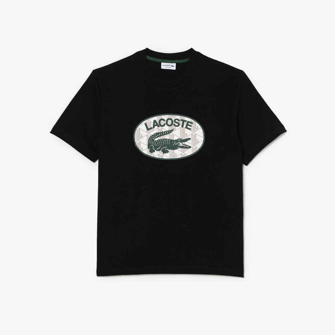 Lacoste Regular Fit Branded Monogram Print Men's T Shirts Black | 138-OWYLNZ