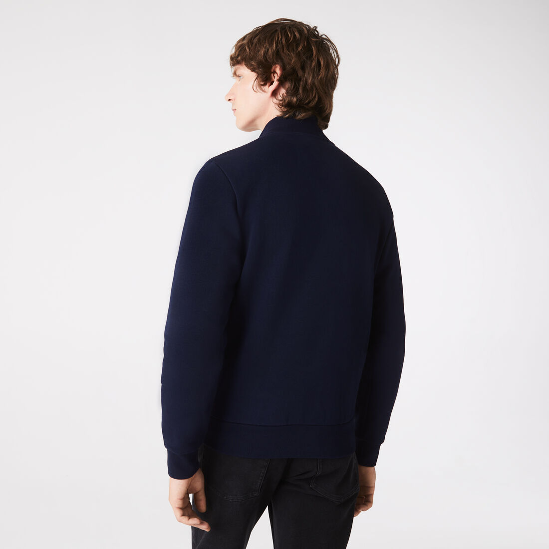 Lacoste Regular Fit Brushed Fleece Zippered Men's Sweatshirts Navy Blue | 270-LVOXEZ