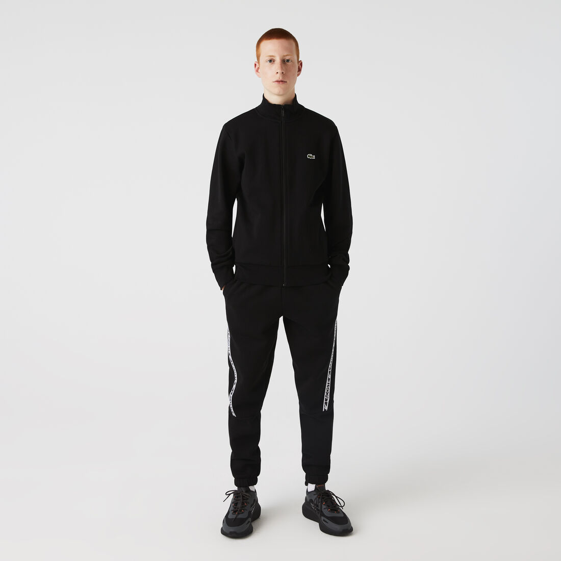 Lacoste Regular Fit Brushed Fleece Zippered Men's Sweatshirts Black | 426-UEHMNT