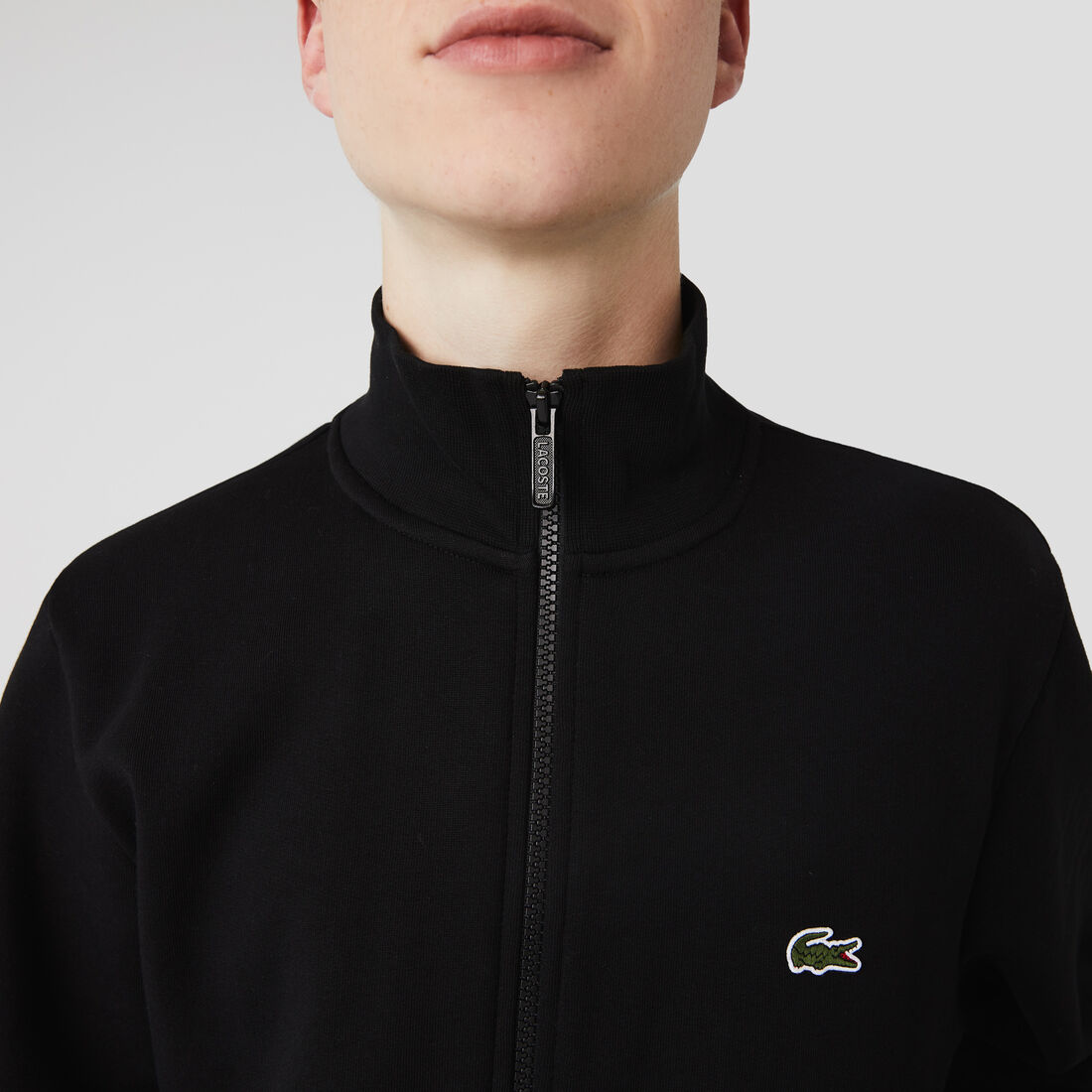 Lacoste Regular Fit Brushed Fleece Zippered Men's Sweatshirts Black | 426-UEHMNT