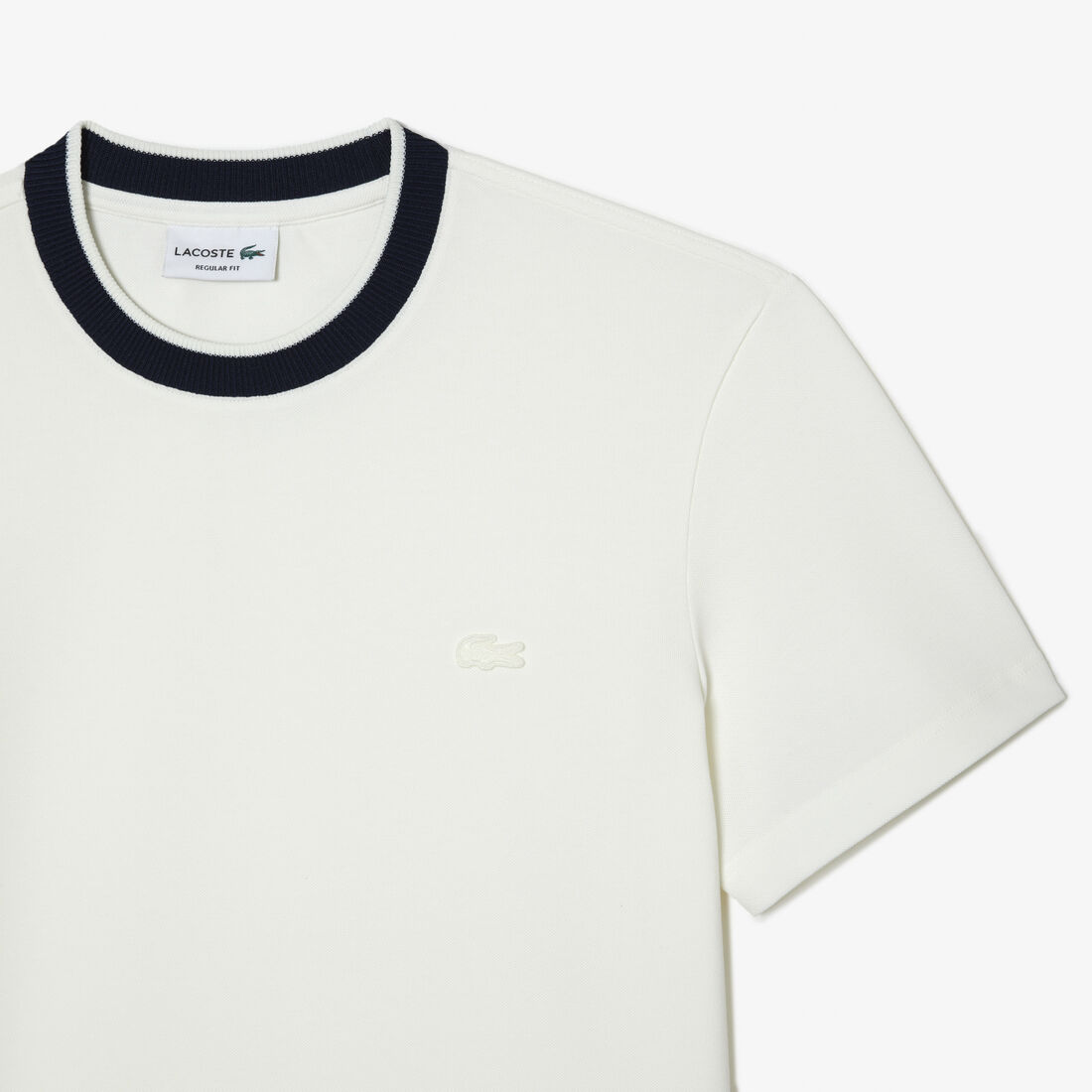 Lacoste Regular Fit Stretch Piqué Men's T Shirts White / Navy Blue | 091-GYOBEC