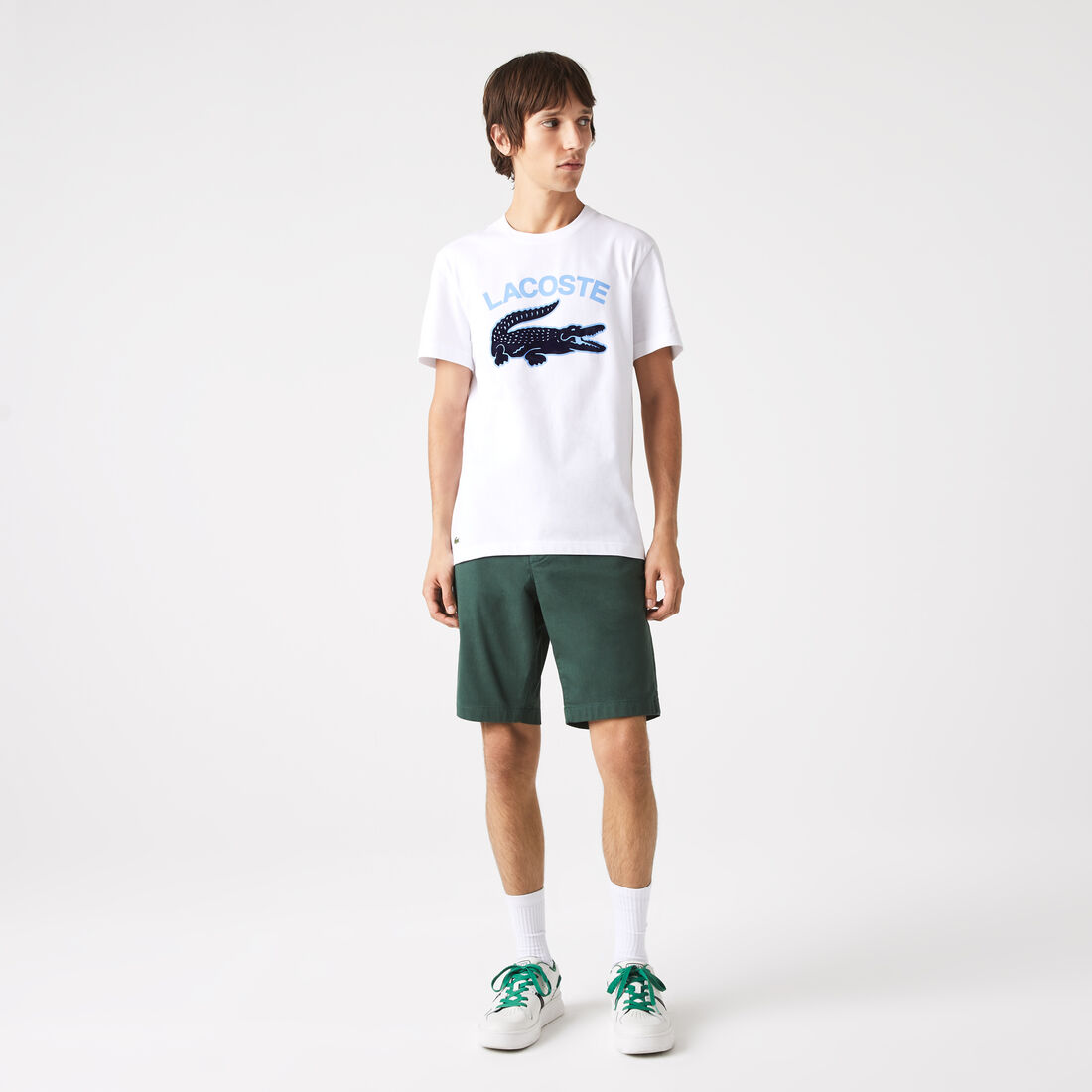 Lacoste Regular Fit Xl Crocodile Print Men's T Shirts White | 209-ODRWSE