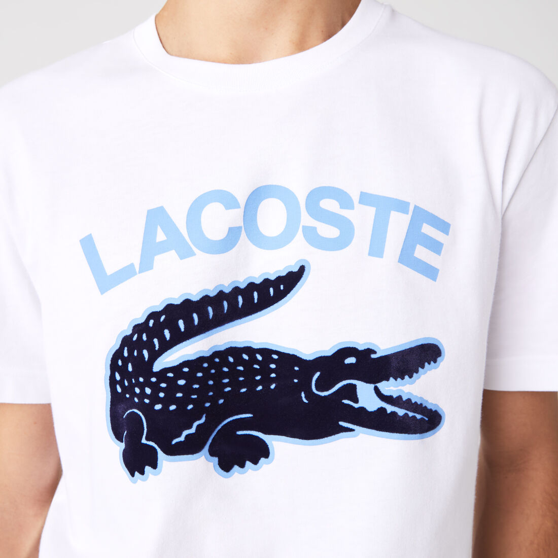 Lacoste Regular Fit Xl Crocodile Print Men's T Shirts White | 209-ODRWSE