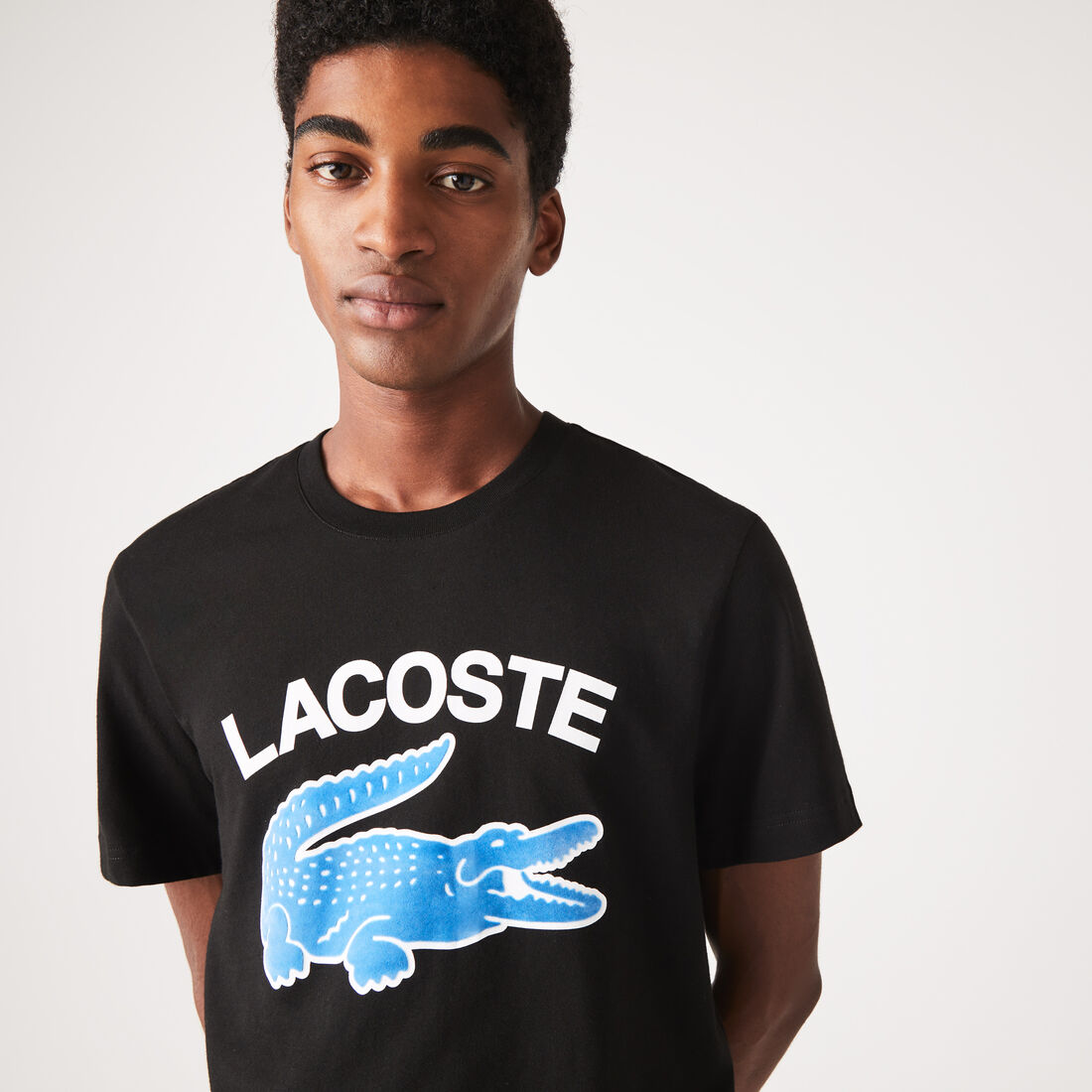 Lacoste Regular Fit Xl Crocodile Print Men's T Shirts Black | 540-VUCRJF