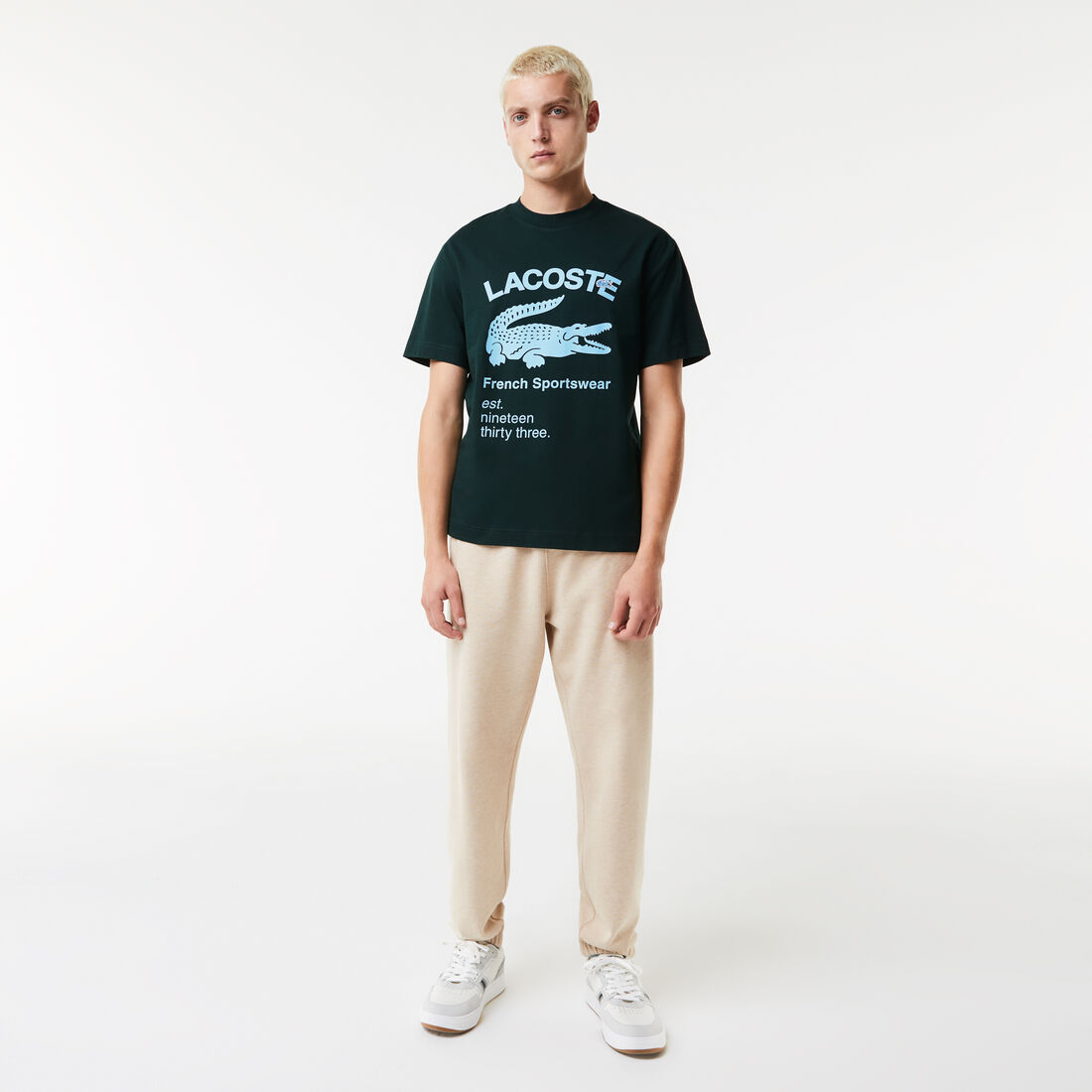 Lacoste Relaxed Fit Crocodile Men's T Shirts Green | 425-UHLWKI