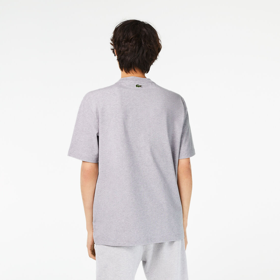 Lacoste Round Neck Loose Fit Crocodile Print Men's T Shirts Grey | 729-SZBHYD