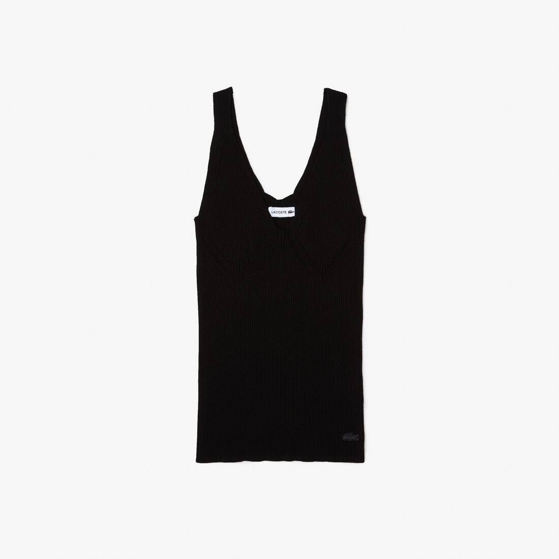 Lacoste Seamless Ribbed Knit Tank Top Women\'s Sweatshirts Black | 503-KJRLAH