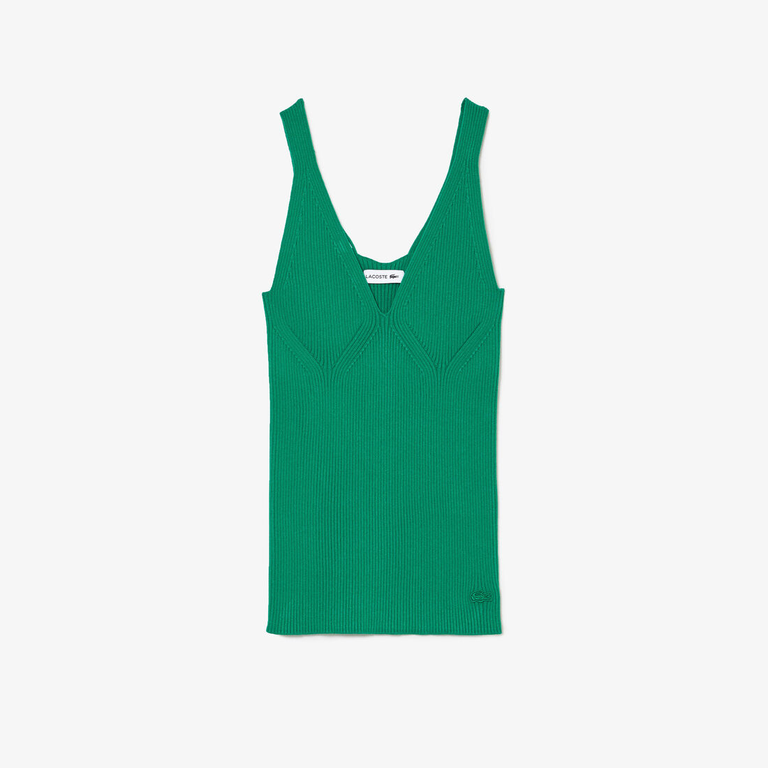 Lacoste Seamless Ribbed Knit Tank Top Women's Sweatshirts Green | 869-XFOJRL