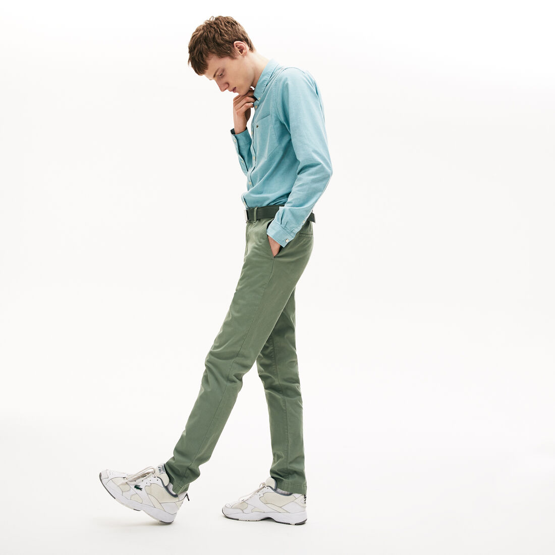 Lacoste Slim Fit Stretch Gabardine Chino Men's Pants Green | 568-FYCGJA