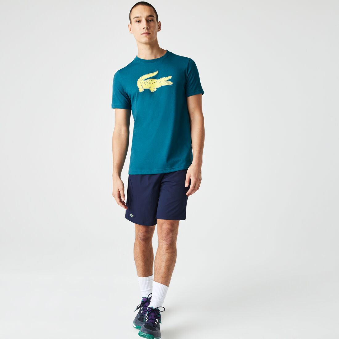 Lacoste Sport 3d Print Crocodile Breathable Jersey Men's T Shirts Green / Yellow | 102-BGZANR