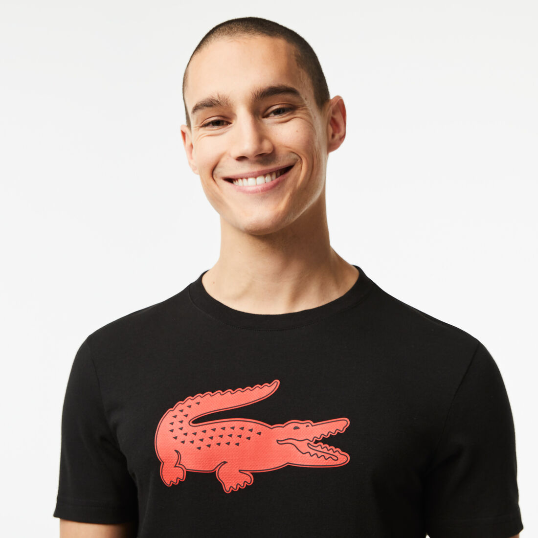 Lacoste Sport 3d Print Crocodile Breathable Jersey Men's T Shirts Black / Red | 241-UZXTPQ