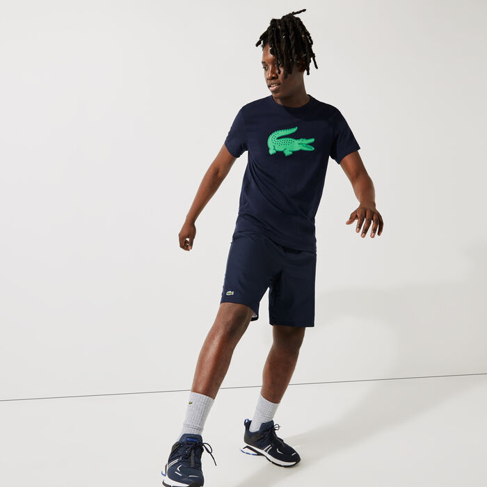 Lacoste Sport 3d Print Crocodile Breathable Jersey Men's T Shirts Blue | 593-BQIJZH