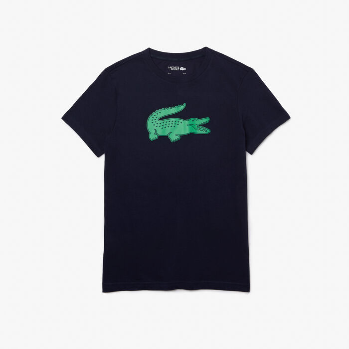 Lacoste Sport 3d Print Crocodile Breathable Jersey Men's T Shirts Blue | 593-BQIJZH