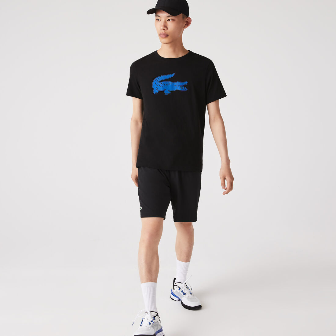 Lacoste Sport 3d Print Crocodile Breathable Jersey Men's T Shirts Black / Blue | 780-AMIOJR