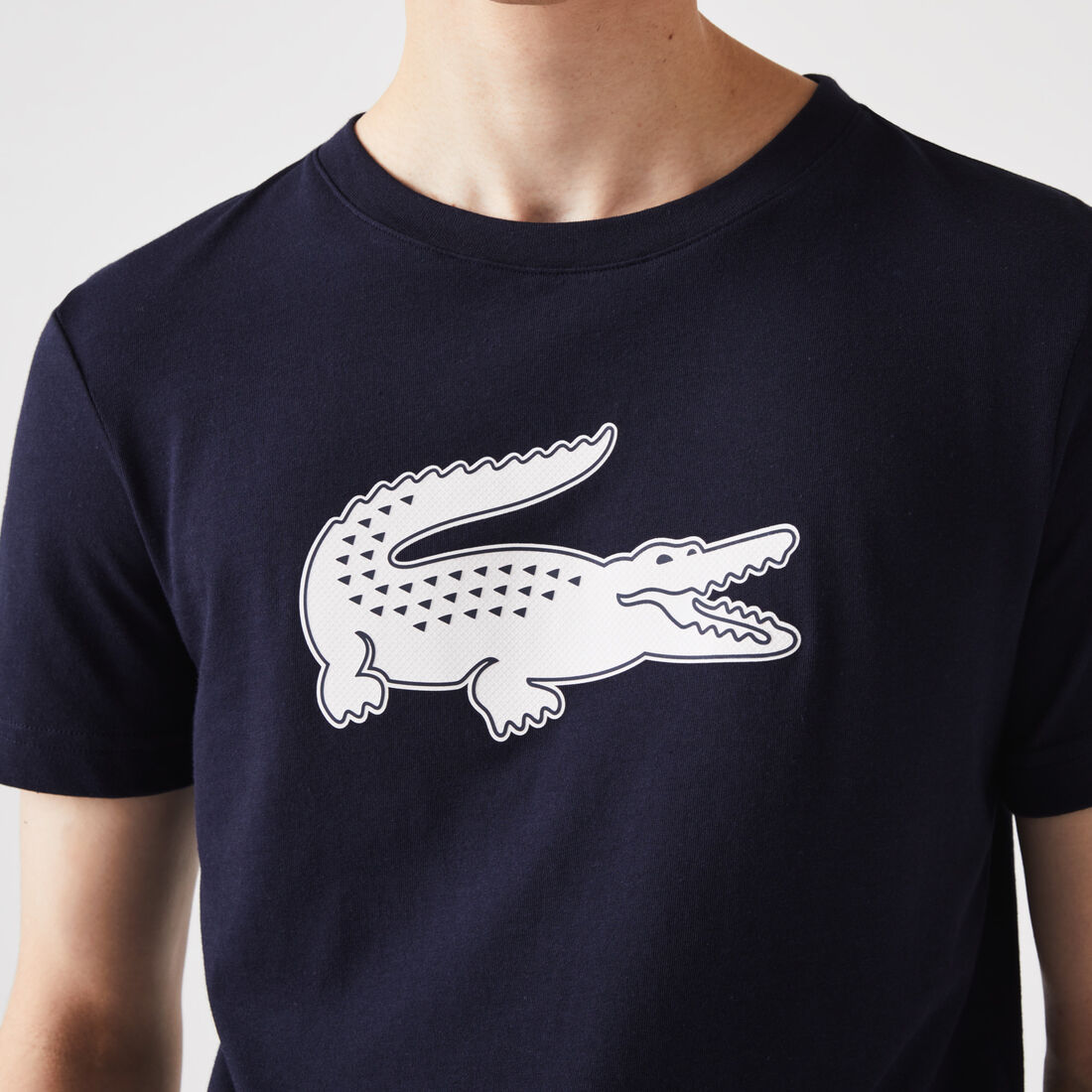 Lacoste Sport 3d Print Crocodile Breathable Jersey Men's T Shirts Navy Blue / White | 879-JWUSEH