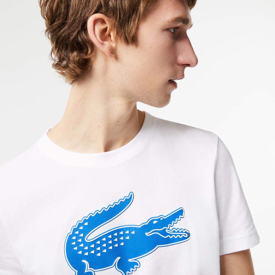 Lacoste Sport 3d Print Crocodile Breathable Jersey Men's T Shirts White / Blue | 970-OAUCED