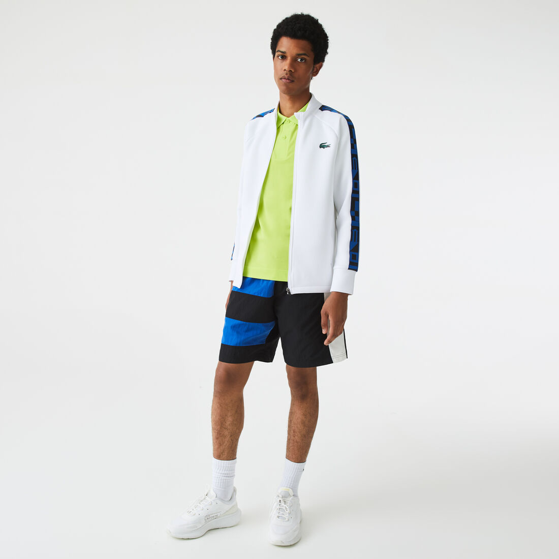 Lacoste Sport Printed Zip Tennis Men's Sweatshirts White | 684-MHRLUT