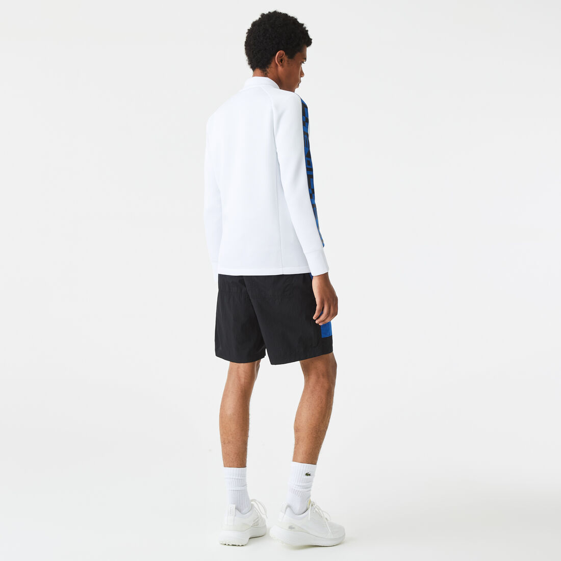 Lacoste Sport Printed Zip Tennis Men's Sweatshirts White | 684-MHRLUT