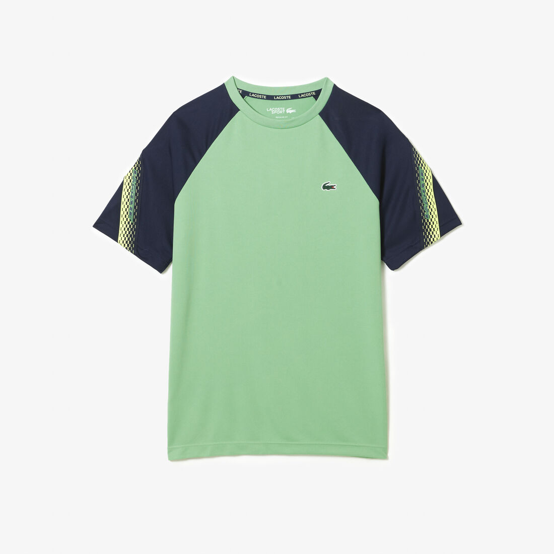 Lacoste Sport Regular Fit Logo Stripe Men's T Shirts Green / Navy Blue | 635-AHBWUZ