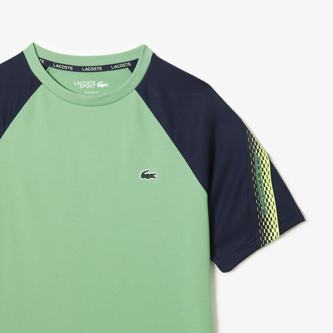 Lacoste Sport Regular Fit Logo Stripe Men's T Shirts Green / Navy Blue | 635-AHBWUZ