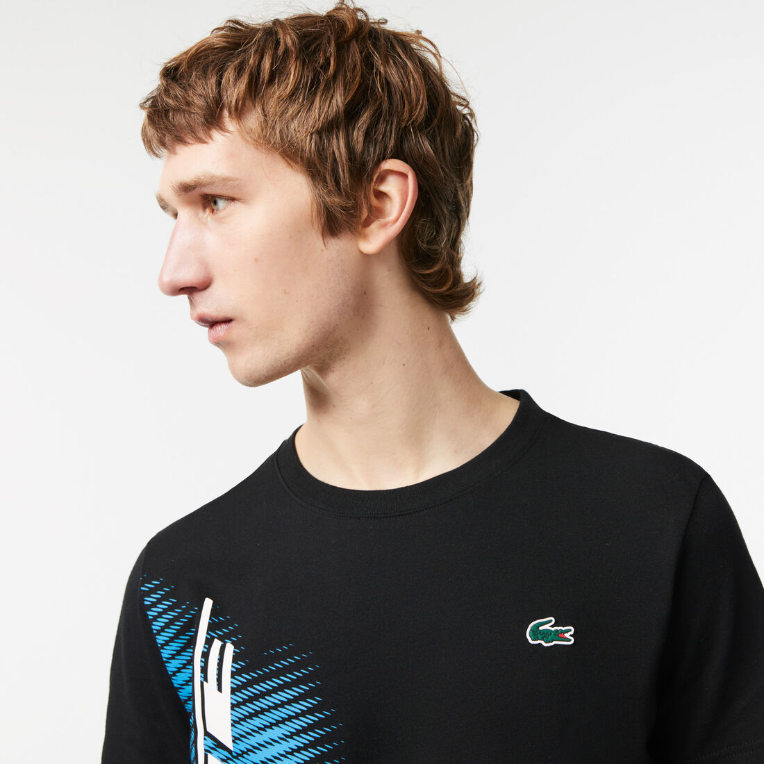 Lacoste Sport Regular Fit With Contrast Branding Men's T Shirts Black | 429-NCBZVK