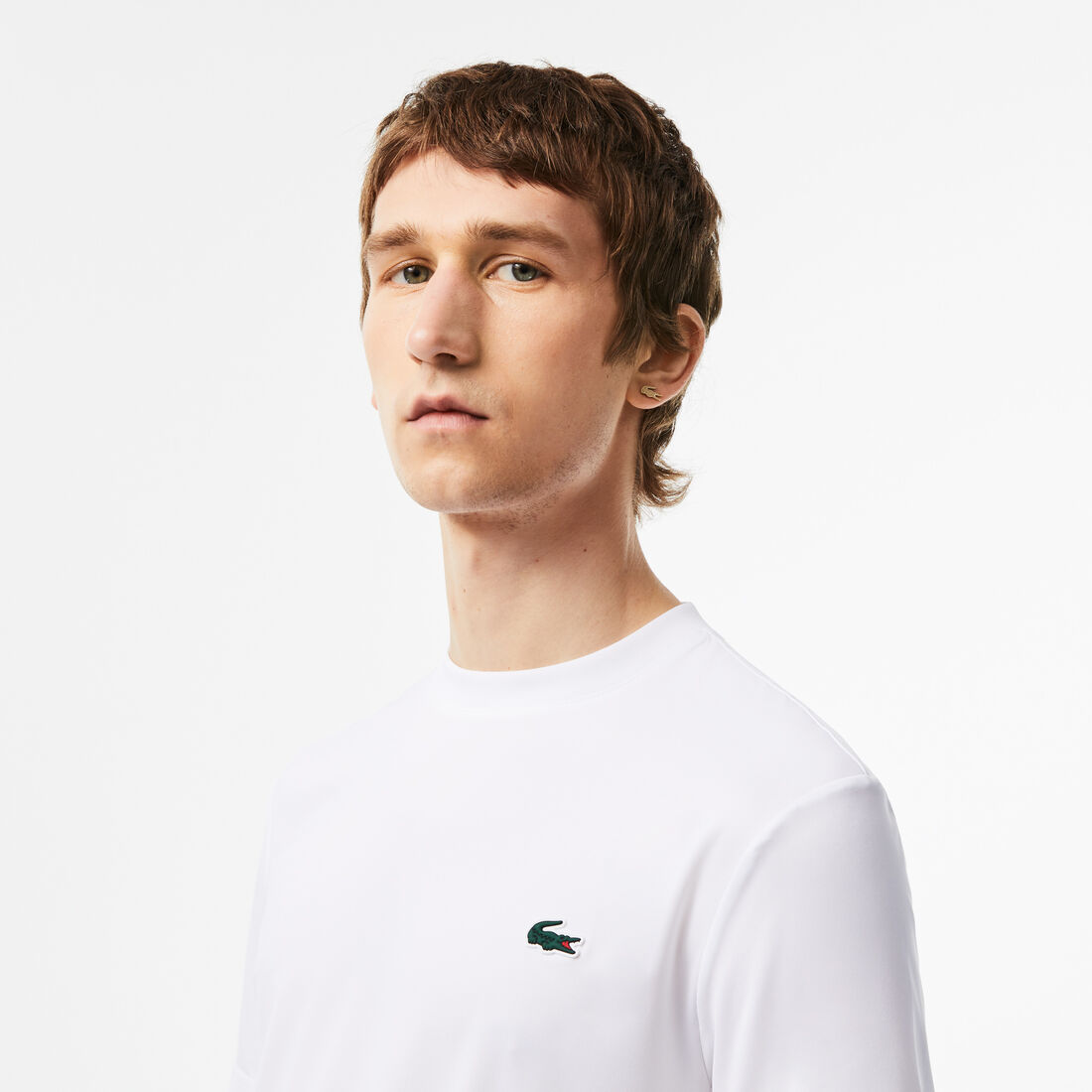 Lacoste Sport Slim Fit Stretch Jersey Men's T Shirts White | 461-VQTXRZ