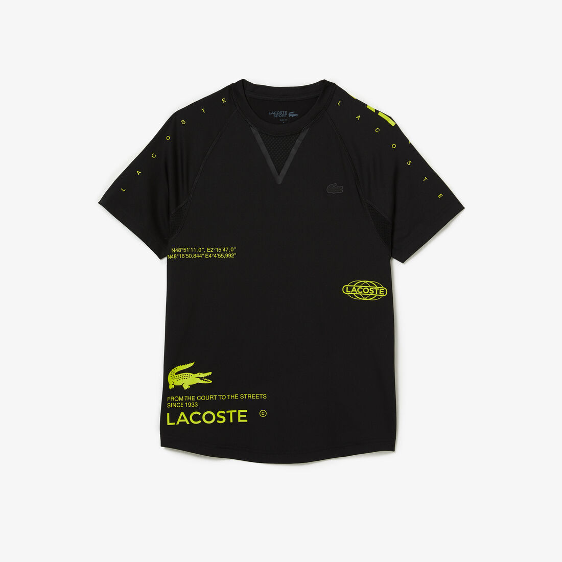 Lacoste Sport Stretch Jersey Men's T Shirts Black / Yellow | 749-AQEUZB